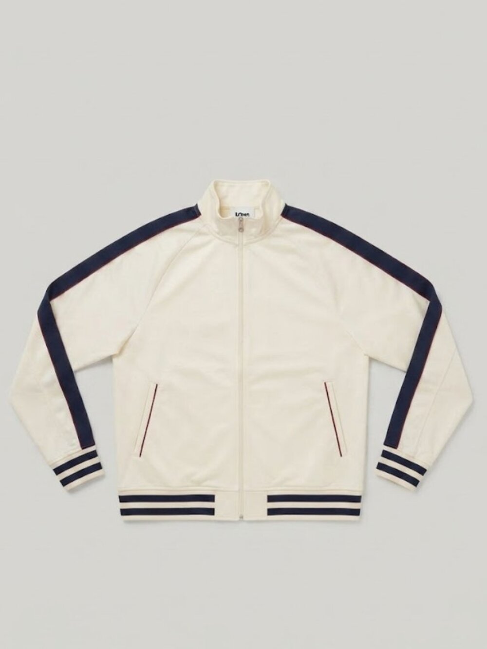 LCKR Track Jacket Full Zip Pocket Size XL White Blue Red Stripe Soccer Sports